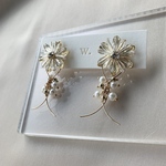 【再販】2way  flower beads tassel clear ＊silver925ピアス