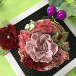 バラのがま口ポーチ★レース編み　コインパース　財布　コインケース　アメ玉　薔薇🌹