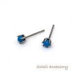 314【ターコイズ】天然石一粒ピアス＊3mm＊サージカルステンレス