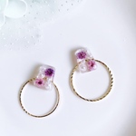No.161 かすみ草入り シンプルカボション フープ付き(purple)