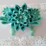 ＊つまみ細工　お花のバレッタ（みどり）＊