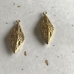 2個　真鍮無垢ヴィンテージ菱形立体チャーム