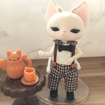 サスペンダー付きロンパース (襟付き茶チェック(豆ピカソサイズ))
