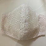 ワイヤー　ノーズワイヤー　レースマスク　白　コットンレース　夏マスク　上品なマスク　大きめマスク　女性用マスク　おしゃれなマスク　ずれない