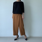 キャメル　大人気予約販売巻きスカート風なペグトップパンツ ポンチ素材   アンクル丈
