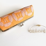 ミナペルホネン　dear　オレンジ☆ ハンドメイド　がま口　ペンケース