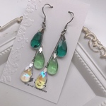 シャラシャラドロップ　グリーンピアス＆イヤリング