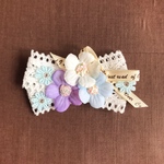 お花のリボンバレッタ　ブルー系