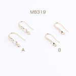 M8319-B   6個  フックピアス U字型 ジルコニア付き ゴールド  3×（2ヶ）