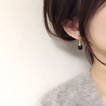 14kgf スタイリッシュな天然石♪ ～ 選べる金具 ～ モリオンのフックピアス or イヤリング