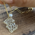 ✶まるで人魚の落し物✶淡水パールと透き通る鱗のようなネックレス✶Fqragment of mermaid scales