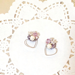 再販・アメジストの桜とハートのピアス