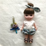 3点セット✿リバティプリント使用✿  トップス、かぼちゃパンツ、ヘアバンドの3点セット　デイジーチェーン　　ソランちゃんの服　メルちゃんの服　ソランちゃん　メルちゃん　レミンちゃん