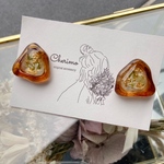 トライアングルドロップ×べっ甲×レジン×ドライフラワー　イヤリング　ピアス