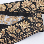 インド刺繍リボンᢂシルクバード中太　ブラウン/ブラック　 インド刺繍/刺繍リボン/リボン/シルクリボン/トリム/ブレード/ジャガードリボン/チロリアンテープ/レース/チュール