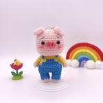 ブタちゃん  あみぐるみ キーホルダー付  ハンドメイド