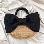 大きいリボンがかわいい♡カゴ風バッグ　ブラック　My name bag カゴバッグ　リボンバッグ　リボンカゴバッグ