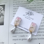 .*･ﾟブリザーブドフラワー×ピンク×パール レジン サージカルステンレスピアス イヤリング.ﾟ･*.#