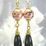 大人っぽいブロンズスジ入りビーズ♡ピアス（樹脂フック）