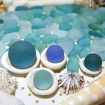 「sawaday様ご注文の商品」海辺の輝き　青色系小型サイズ大盛Ａクラスとシー玉セット（シーグラス）