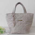 リネン色の大人ｼﾝﾌﾟﾙ2waystyleなキルティングbag　