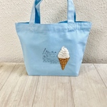 【SALE】Cafe-sweets☆羊毛刺繍キャンバストート〜☆ミルクソフトクリーム🍦　（ライトブルー）