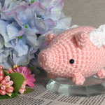 【再販×3☆】天使の羽が生えたブタさんの編みぐるみ☆