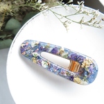 くすみブルーのお花レジンヘアクリップ