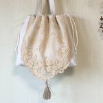 yume...様専用ページです。アンティークリネン*レース*巾着バッグ*手編み　love&eco