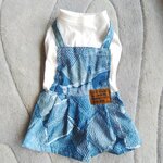 犬服！Msize！デニムパッチワーク！サロペット