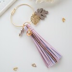 シェルとチェコガラス☆タッセルチャーム　 バッグチャーム