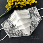  息がしやすい・2Way おしゃれ レースマスク ( 黒 バラ )・不織布 マスクを挟める マスクカバー・ノーズワイヤー 入り・裏生地綿 メッシュ の２層構造