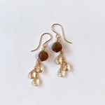 チョコレートムーンストーンとトパーズのピアス