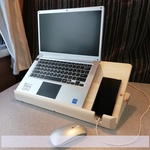 ノートパソコンスタンド　ノートPC　スタンド　在宅勤務　リモートワーク　テレワーク 姿勢改善 目線　ナチュラル　木製 オリジナル 横長 スマホスタンド