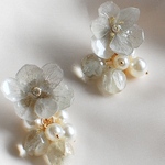 ハイドランジアドロップス〜グレー〜ピアス・イヤリング-Antique-