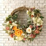 [wd080323n様専用ページ]ローズとカシワバアジサイのハーフリース(24cm)
