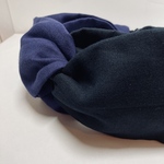 国産ダブルガーゼのクロスヘアターバン　ブラック×ネイビー