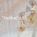 再……販＊コットンパール&フラワーピアス＊532
