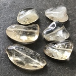 6個 シトリン 水晶  タンブル 縦穴 天然石 粒売り ビーズ 素材 パーツ