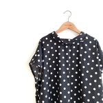 再販★LADY'S★ツイストネックの半袖プルオーバー/ドットブラック