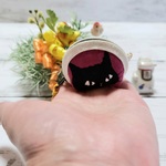 【送料無料】手のりミニミニポーチ(Black cat face)ピンクバイオレット