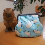 capybalife×capy-capyコラボ＊夏シリーズカピバラ柄10cm角形 横ひねり 水色