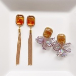 べっこう　ゴールド　ボタンピアス