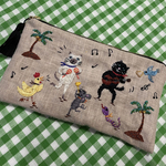 音楽を楽しむ動物たち刺繍ファスナーポーチ⭐︎