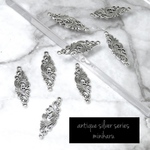 8個入)antique silver botanical connector charm