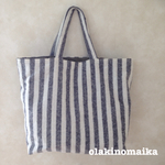 再販9♡最終です！ストライプのふんわりトート（グレー）