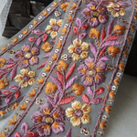 チュール 刺繍リボン ボタニカル フラワー 花 インド刺繍リボン import parts IMP-RBN-3586