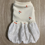 完成品】犬服 さくらんぼ柄 バルーンワンピース3S パピー 