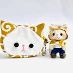 唐草模様の小さい猫ちゃんポーチ◆コソ泥ネコちゃん（黄色）