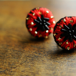 ＜Stella～遊び好きの星～＞刺繍イヤリング◎Mars/赤い惑星イヤリング◎赤